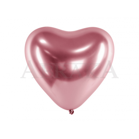 Balón chrómový Srdce rose gold 30 cm