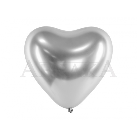 Balón chrómový Srdce strieborné 30 cm